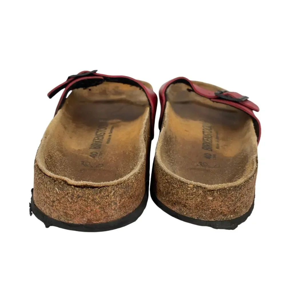 Birkenstock Red Single-Band Cork Footbed Sandals